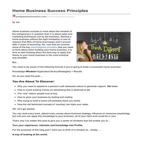 Home business Success Principles
