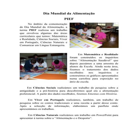 Pief Dia Mundial da Alimentacao | PDF