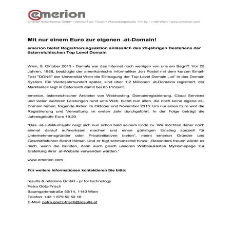 emerion bietet Registrierungsaktion