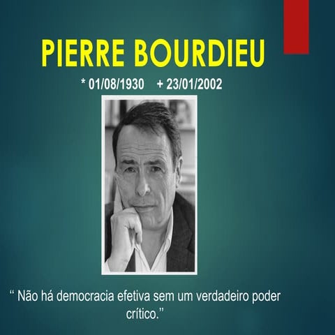 PIERRE BOURDIEU estudiosa da educação.ppt