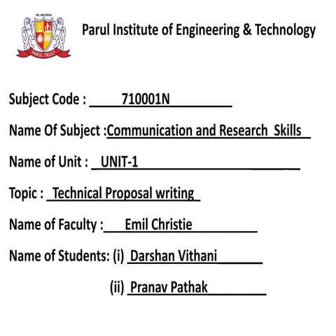 Technical Proposal Writing 