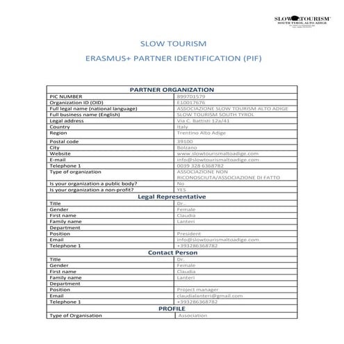 PIF  associazione Slow Tourism Alto Adige