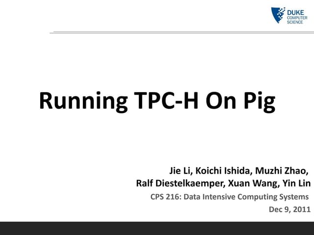 Pig TPC-H Benchmark and Performance Tuning