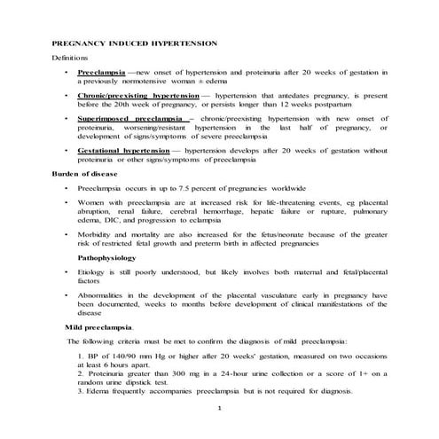 Pregnancy induced hypertension