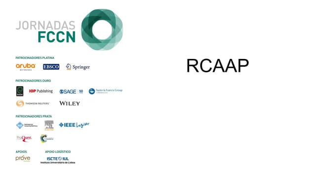 Jornadas FCCN 2015: RCAAP: Parte II