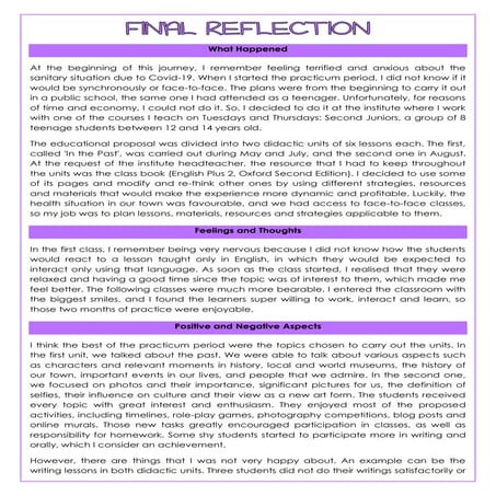 PIII - Final Reflection - Zentner