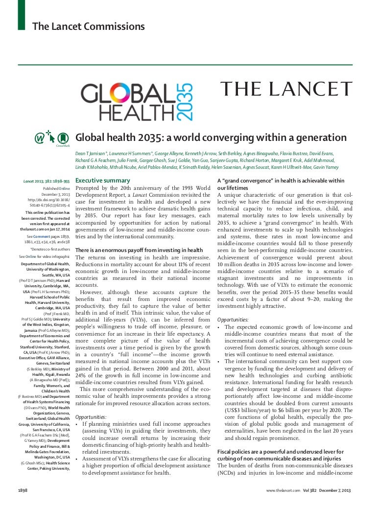 Global Health 2035 The Lancet Commissions