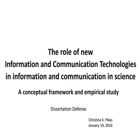 The role of new information and communication technologies in information and communication in science