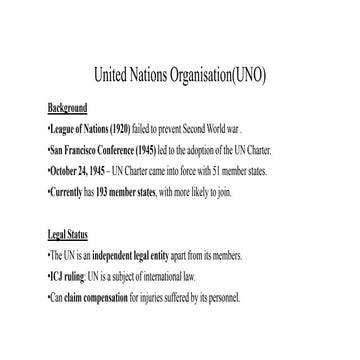 UNO , Peaceful Settlement of International Dispute