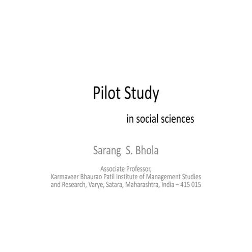 Pilot study in social sciences