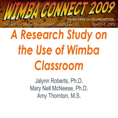 A Research Study on the Use of Wimba Classroom