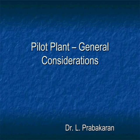 Pilot plant general considerations