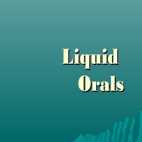 Pilot plant liquid orals