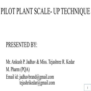 Pilot plant scale up techniques