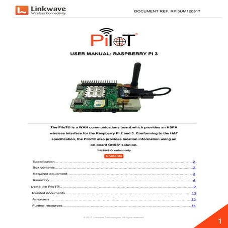 Pilot Raspeberry pi 3g user manual