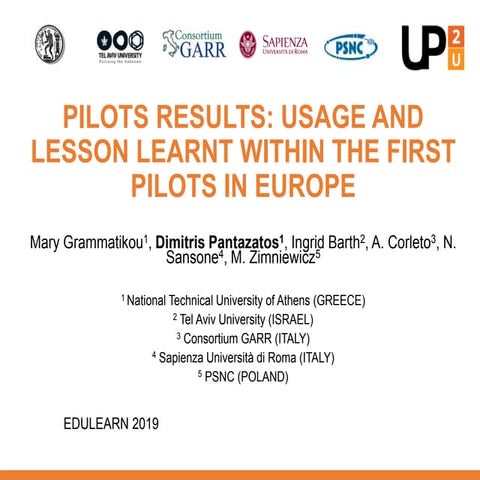 Pilots results- lessons learned Up2University project