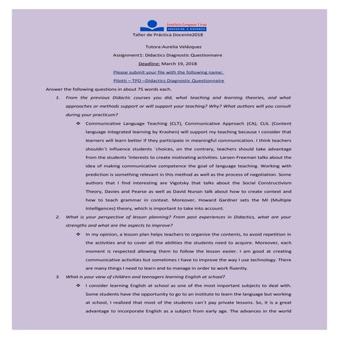 Didactic Diagnostic Questionnaire 