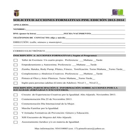 Solicitud Acciones Formativas PIM 2013-2014 Olivares (Sevilla)