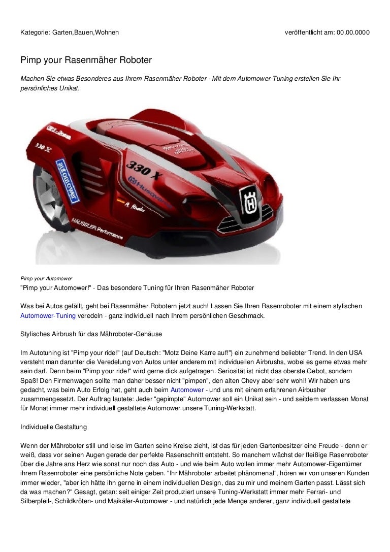 Pimp Your Automower Tuning Fur Rasenmaher Roboter