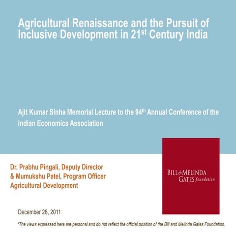 Pingali - India Agricultural Renaissance