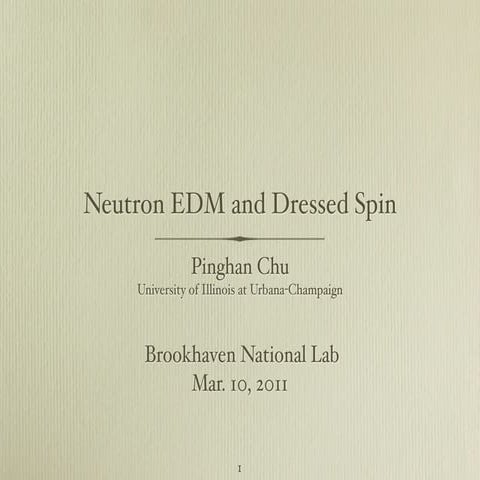 Neutron EDM and Dressed Spin