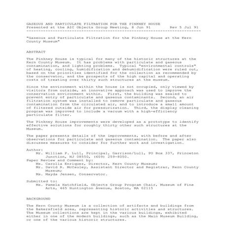 AIC Pinkney House Paper (Pinkney2.Txt)