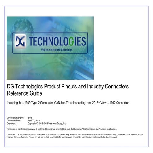 Comprehensive DG Technologies Product Pinouts and Industry Connectors ...