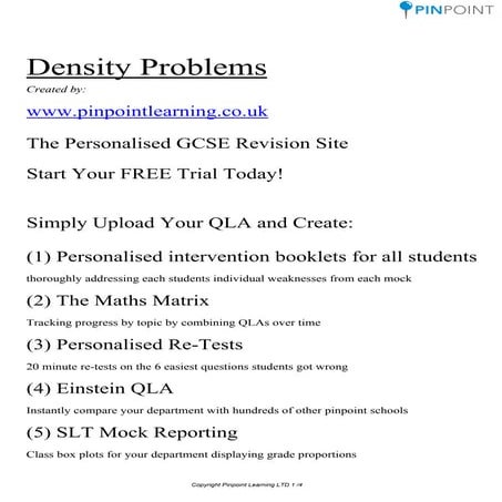 Pinpoint learning-density-problems-solutions