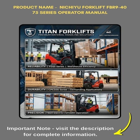 Nichiyu Forklift FBR9-40 75 Series Operator Manual | PDF
