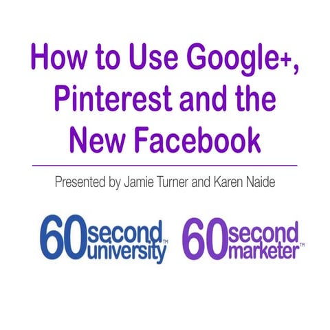 Pinterest, Google+ and Facebook Tips and Techniques