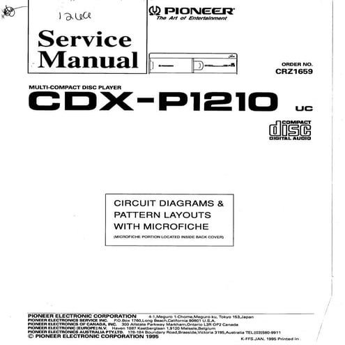 Service Manual - Pioneer CDX-P1210 - 1