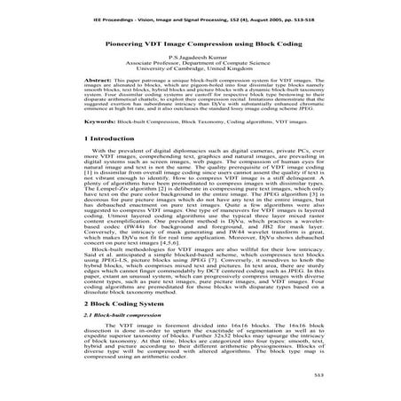 Pioneering VDT Image Compression using Block Coding | PDF
