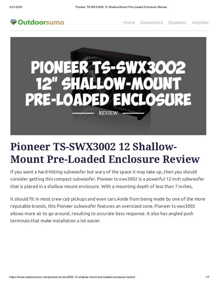 pioneer shallow sub review - pioneer 12 