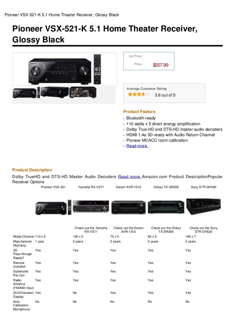 pioneer vsx 521