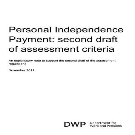PIP second draft assessment criteria (explanatory note)