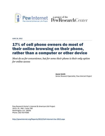 Pew Research Center: Cell Internet Use 2012