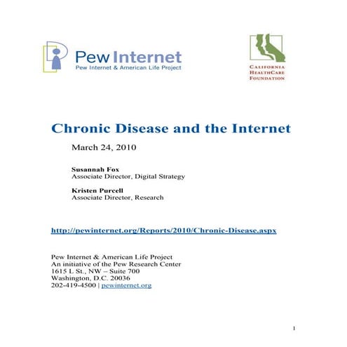 Pew Internet Project, Chronic Disease and Internet Use