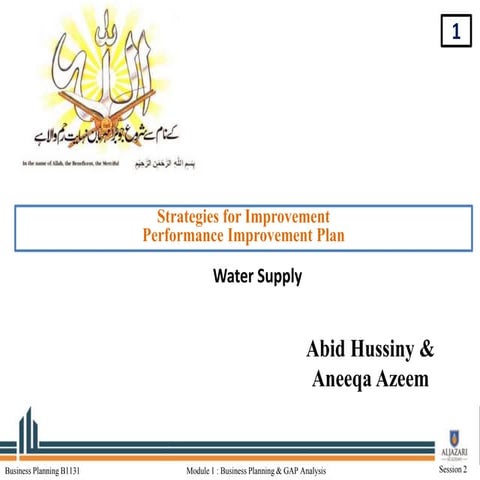 Performance Improvement Plan  Water Utilities 