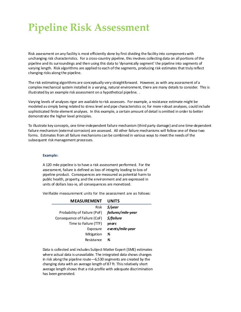 Pipeline Risk Assessment