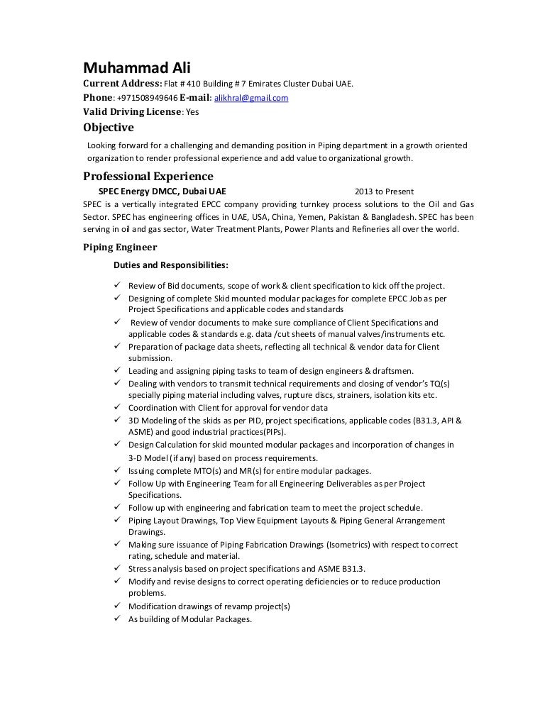 piping engineer cv piping engineer cv