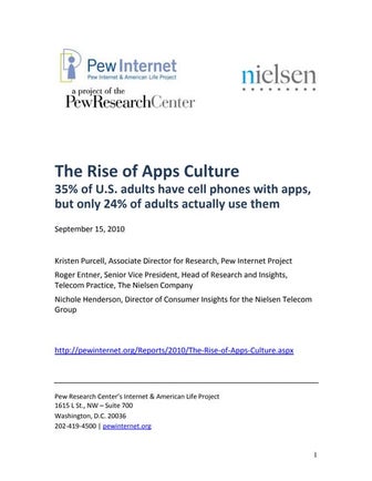 Rise of the Apps Culture - Pew Internet Project 
