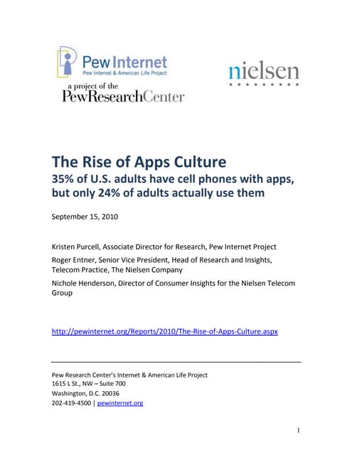 Rise of the Apps Culture - Pew Internet Project 