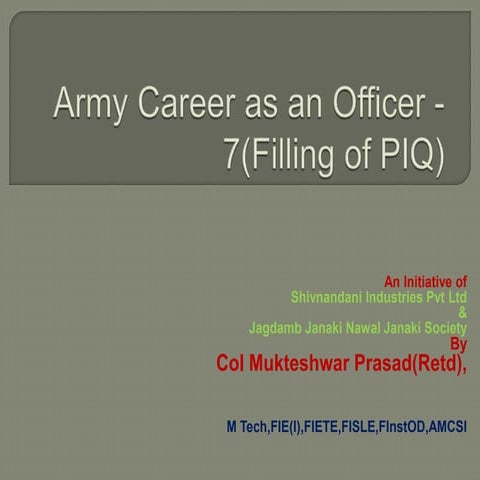 Personal Information Questionair(PIQ) FOR SSB