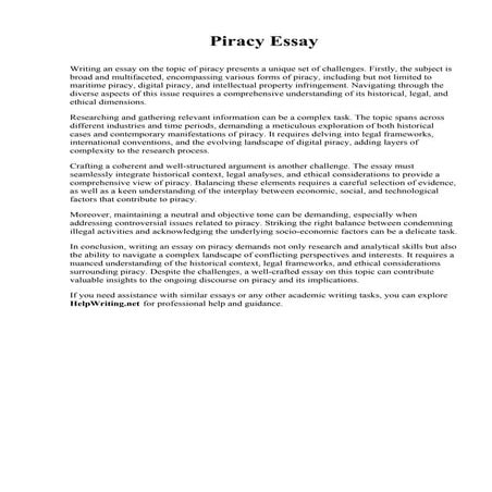 Piracy Essay. Los Angeles County College of Nursing and Allied Health