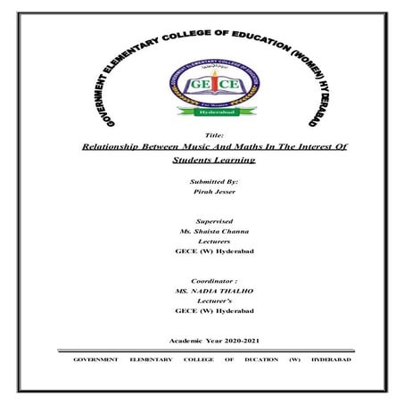 Relationship Between Music And Math’s In The Interest Of Students Learning by...