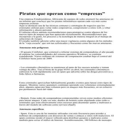 Piratas Que Operan Como