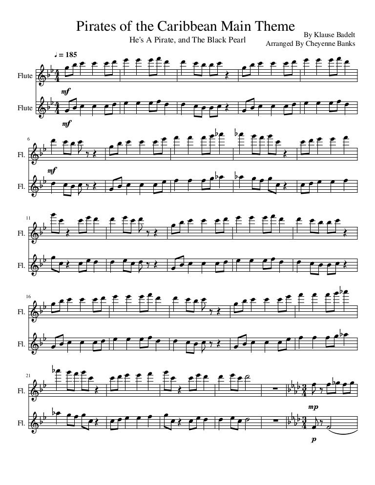 Pirates of the Caribbean for flute