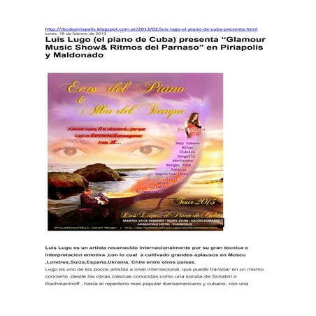 Luis Lugo concierto en Uruguay  notas 2013