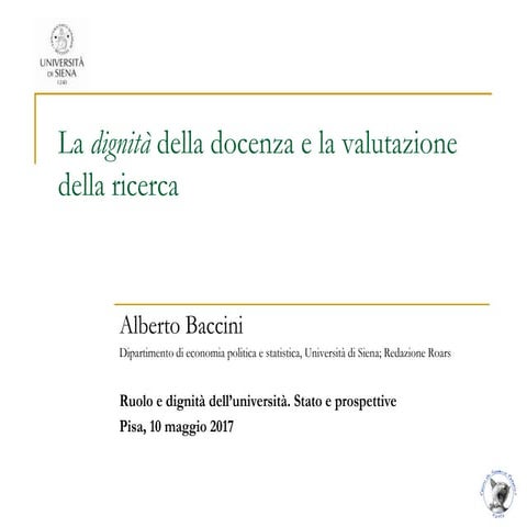 La dignità della docenza e la valutazione della ricerca 