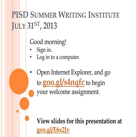 Writing workshop presentation | PPTX